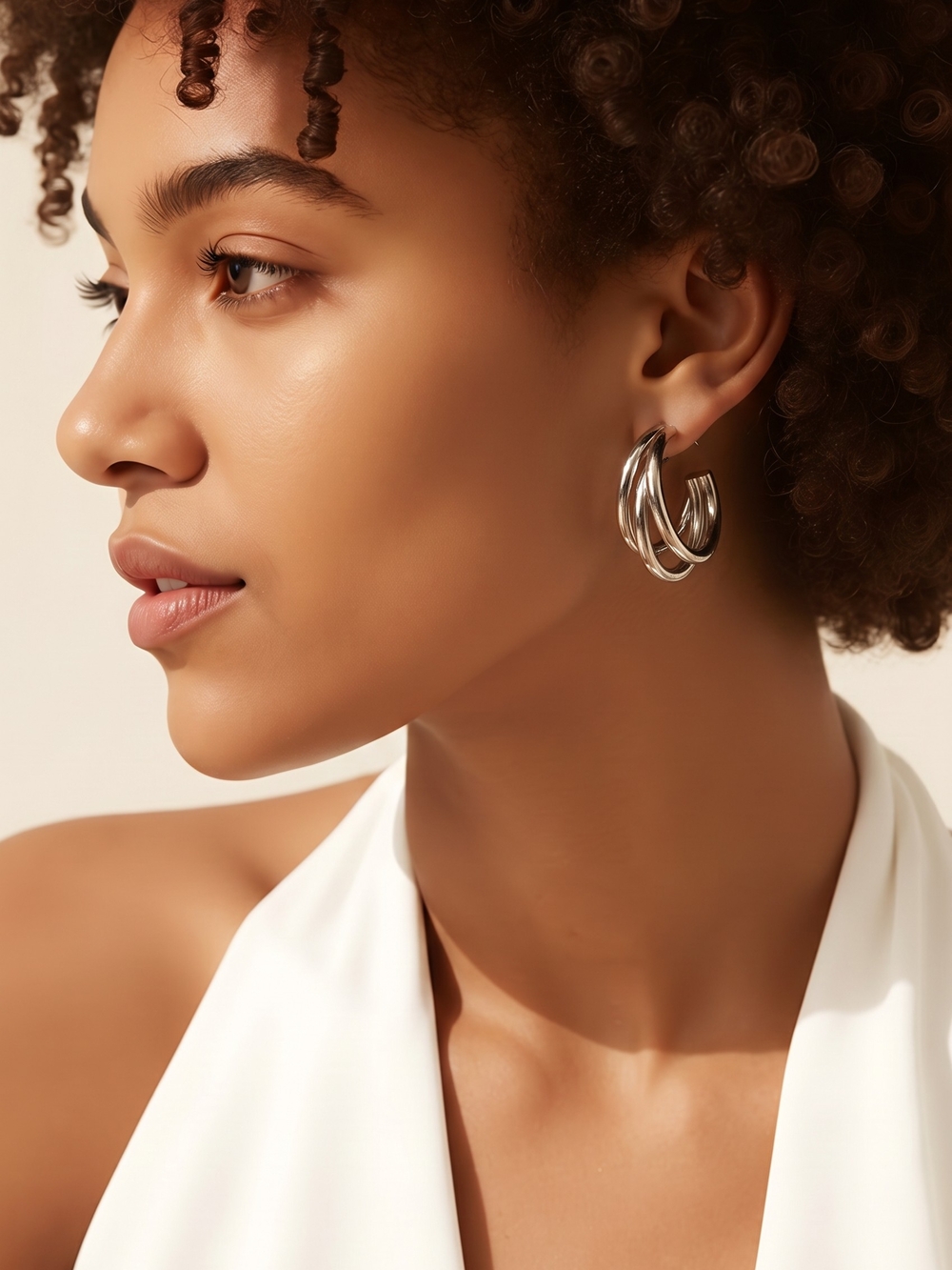 Triple Silver Hoop Earrings